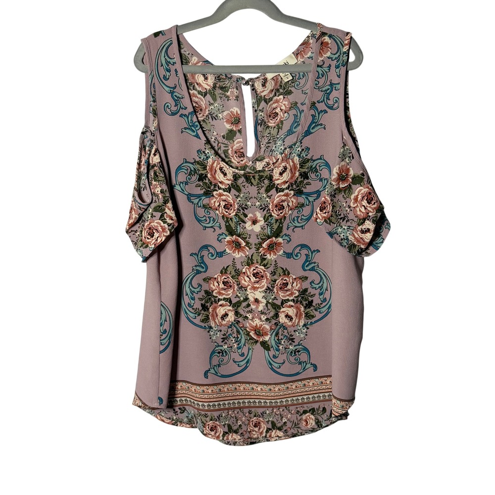 Womens Meraki Floral Cold Shoulder Blouse Mauve Purple Large IAT3231744PMK